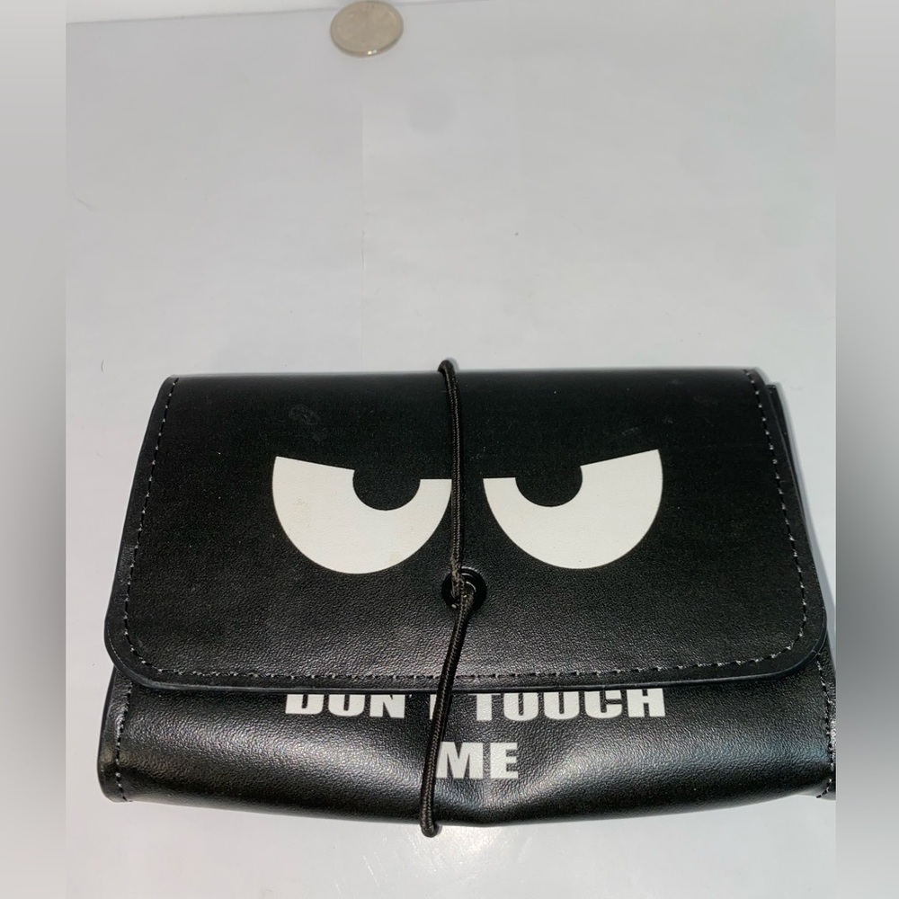 Don’t touch me Black Wallet with White Eyes Design
